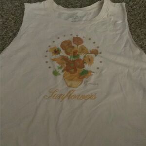Mighty Fine White Sunflower Muscle Tee